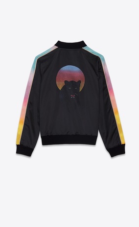 SAINT LAURENT カジュアルジャケット メンズ パンサージャケット(ブラック/マルチカラーサテン) a_V4